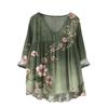 Women's Fashionable And Casual Shirt Long-sleeved V-neck Print Cotton And Linen Blouse