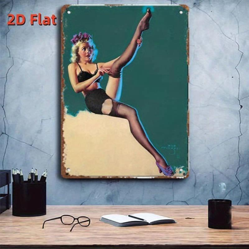Pin-Up Girls Tin Sign, Retro Metal Wall Art