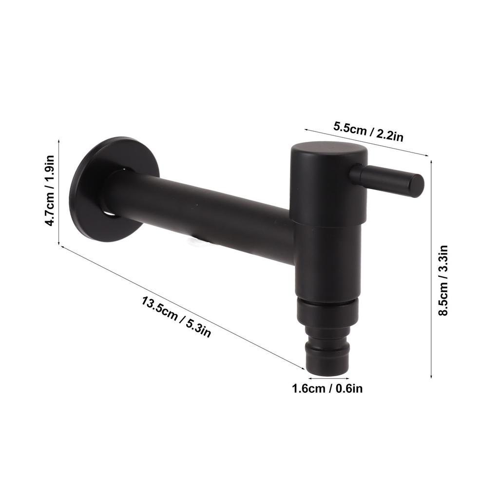 G1Celsius2 Wall Mounted Cold Water Tap 304 Stainless Steel Single Handle Cold Faucet Bathroom Garden Faucet Tap Black