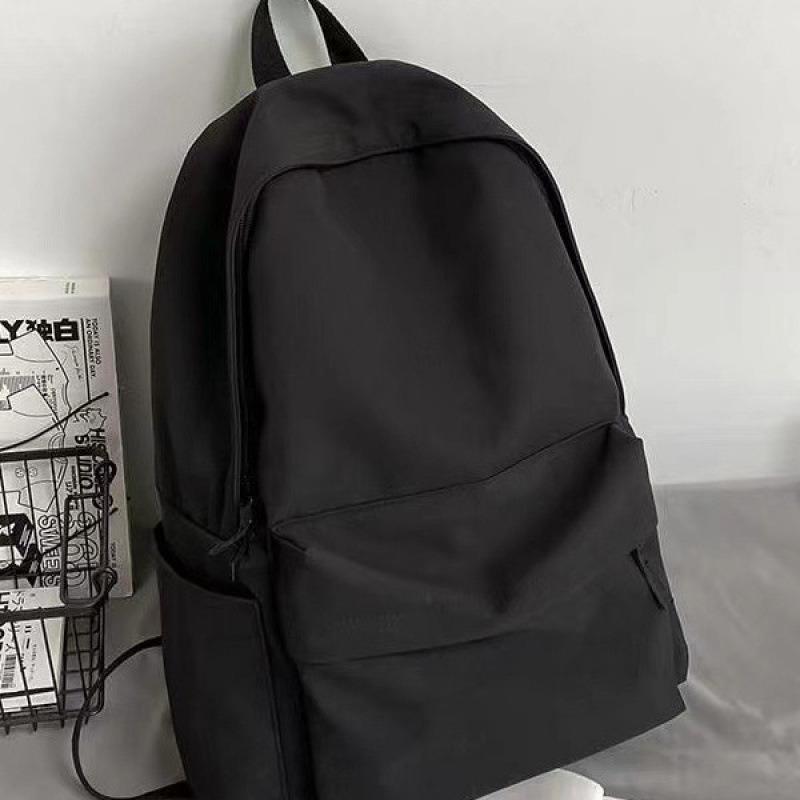 Backpack Student Campus Comfortable Canvas School Bag Junior High School Student Simple Solid Color Large Capacity Backpack