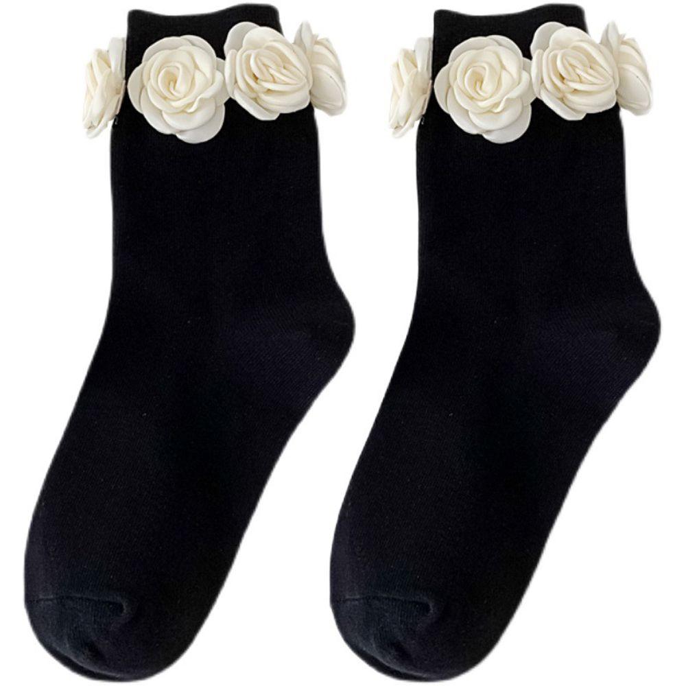 

Sweet Simple Middle Tube JK Camellia Cotton Lolita Socks Rose Socks Women Socks Strong Men s Socks чёрный
