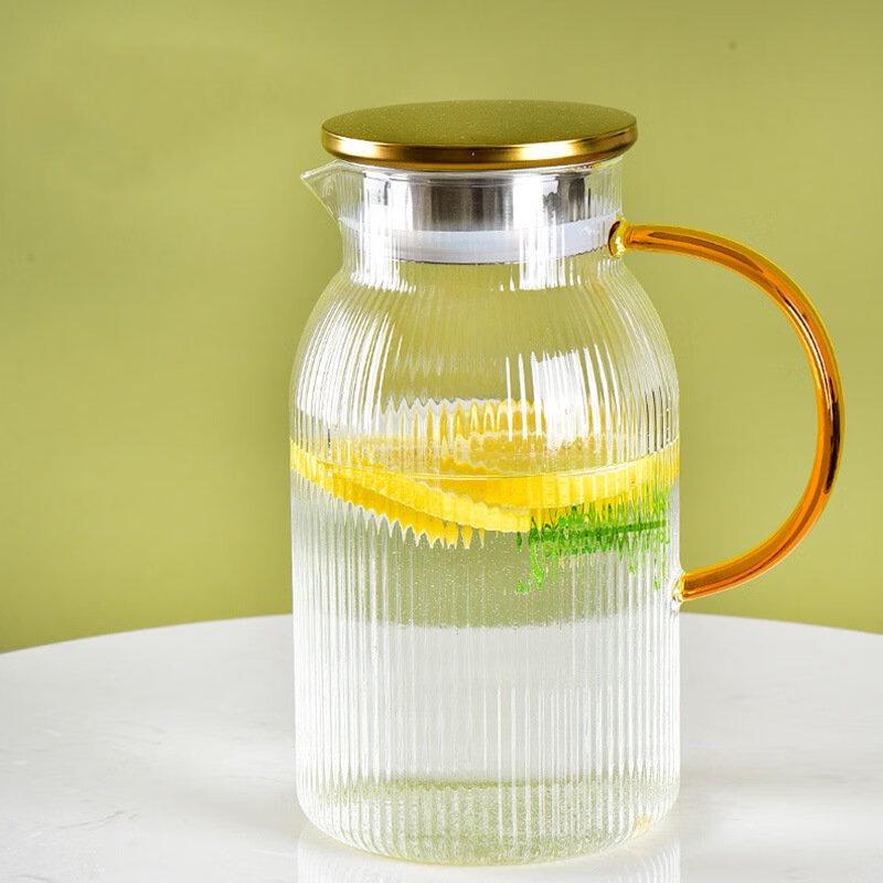 ZISIZ Creative Glass Vertical Stripe Kettle and Cup Set