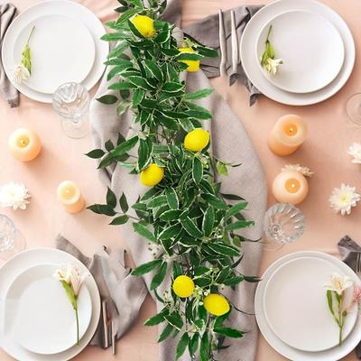 Guirnalda de Limones Artificiales de Planta Verde Vid de Frutas Falsas Táctil Real Decoración para Sala de Estar del Hogar