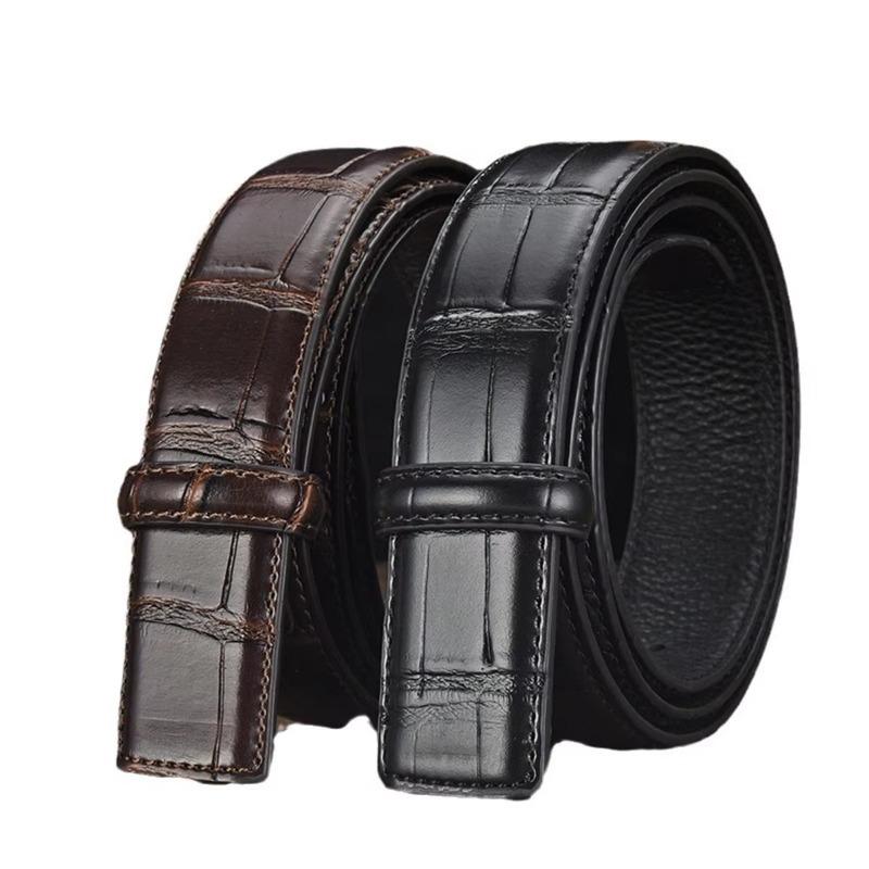 Men's Leather Belt Fashion 3.8cm Wide Black Brown Unbuckled Trouser Belt for Male Fashion Accessory