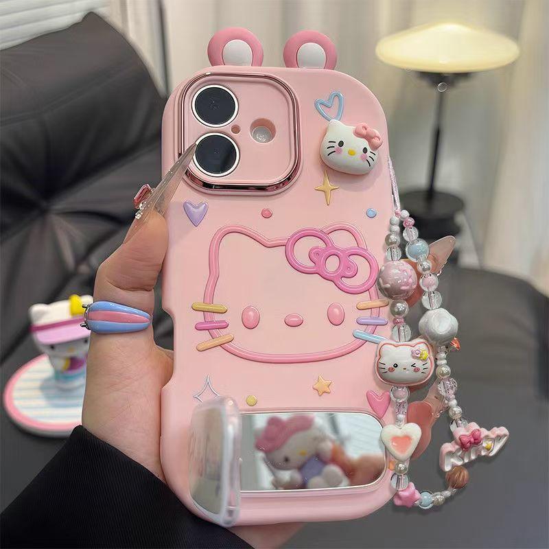 Hello Kitty Stand Compatible with Apple 17 Pro Max Phone Case 15/16 Huawei Honor Phone Case Full Coverage Soft Case