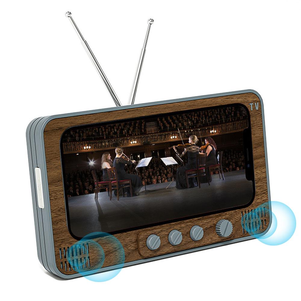 

Retro Bluetooth Speaker Hifi Stereo Sound Box Vintage TV Design Wireless Handsfree Music Player Portable Phone Holder Home Decor