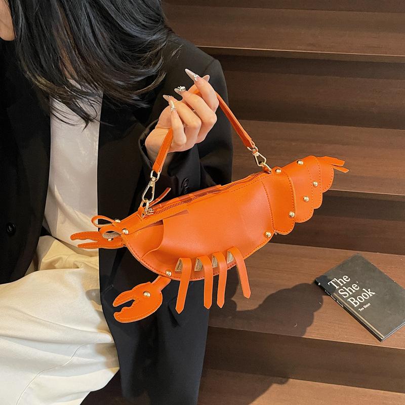 Personalized lobster bag 2025 new European and American fashion rivet design shoulder bag cute girl versatile messenger bag tide