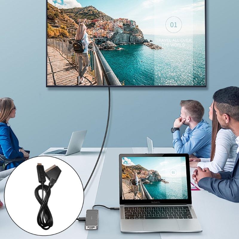 SCART to HDTV Port Converter Cable 1.80m Long AV Signal Adapter Wire Line for Video & Sound Transfer