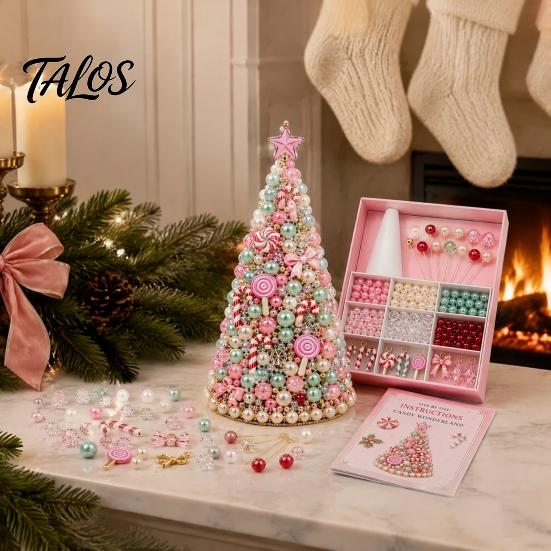 Bead Craft Kit for Christmas DIY Beaded Tree Adults, Kit, Ornament Crafting Set 3D Handmade Holiday Tabletop Mantel Decoration Desktop