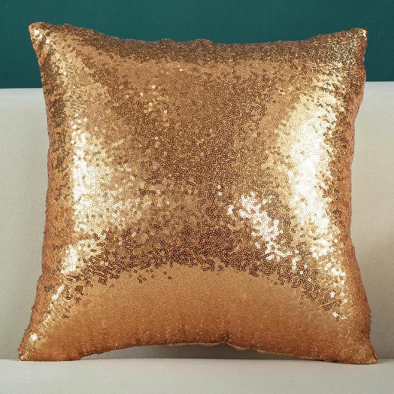 Sequined Solid Color Gradient Cushion Cover Fashion New Year Christmas Sofa Cushion Pillow Cover Office Lumbar Cushion Cover