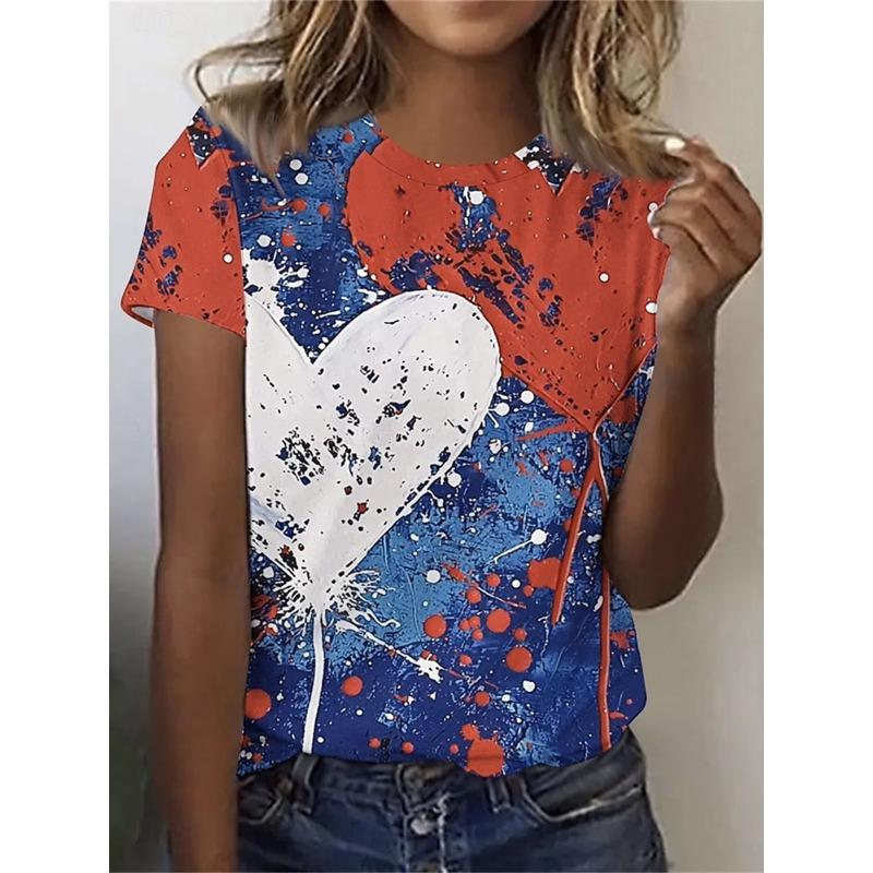 Women's T Shirt Graphic Flag Vintage Stylish Casual Short Sleeve Crew Neck Regular Tops