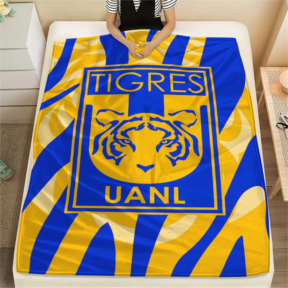 1Pc Tigres UANL Print Flannel Blanket High Quality Warm Comfortable Cover for All Seasons Perfect for Gifts Home Decor