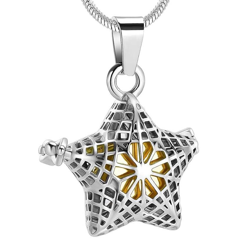 Мини-кремация Рождественская снежинка Кремационные украшения Мемориальная урна Ожерелья для праха Память о любви Кремационная урна Кулон для праха золотой