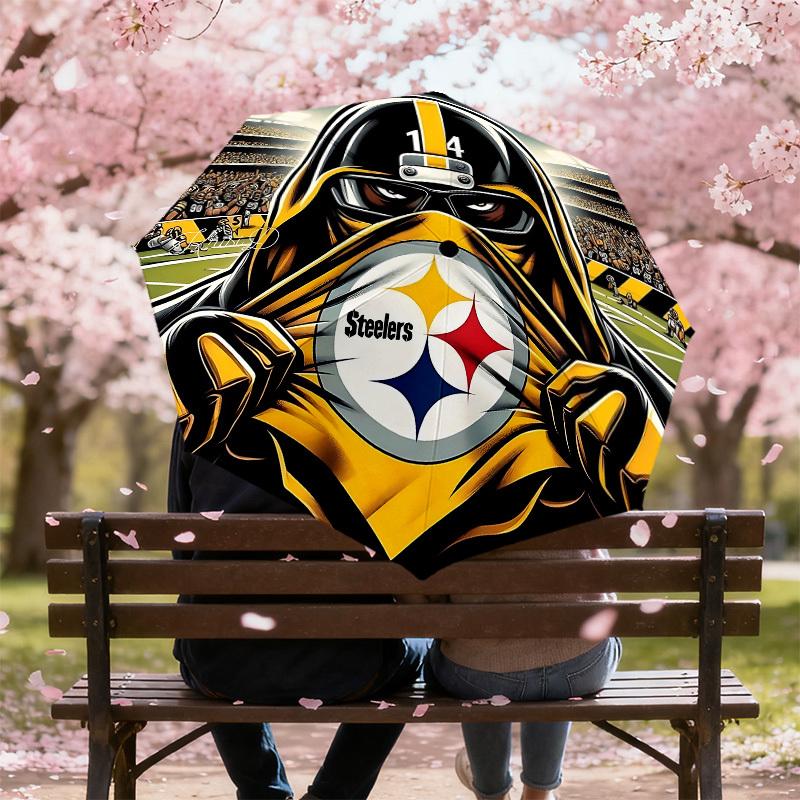 1 Stück Steelers 14 Regenschirm-8-Rippen verstärkt, Automatiköffnung, Leicht & Langlebig, Süßes Modeaccessoire für Draußen-P92