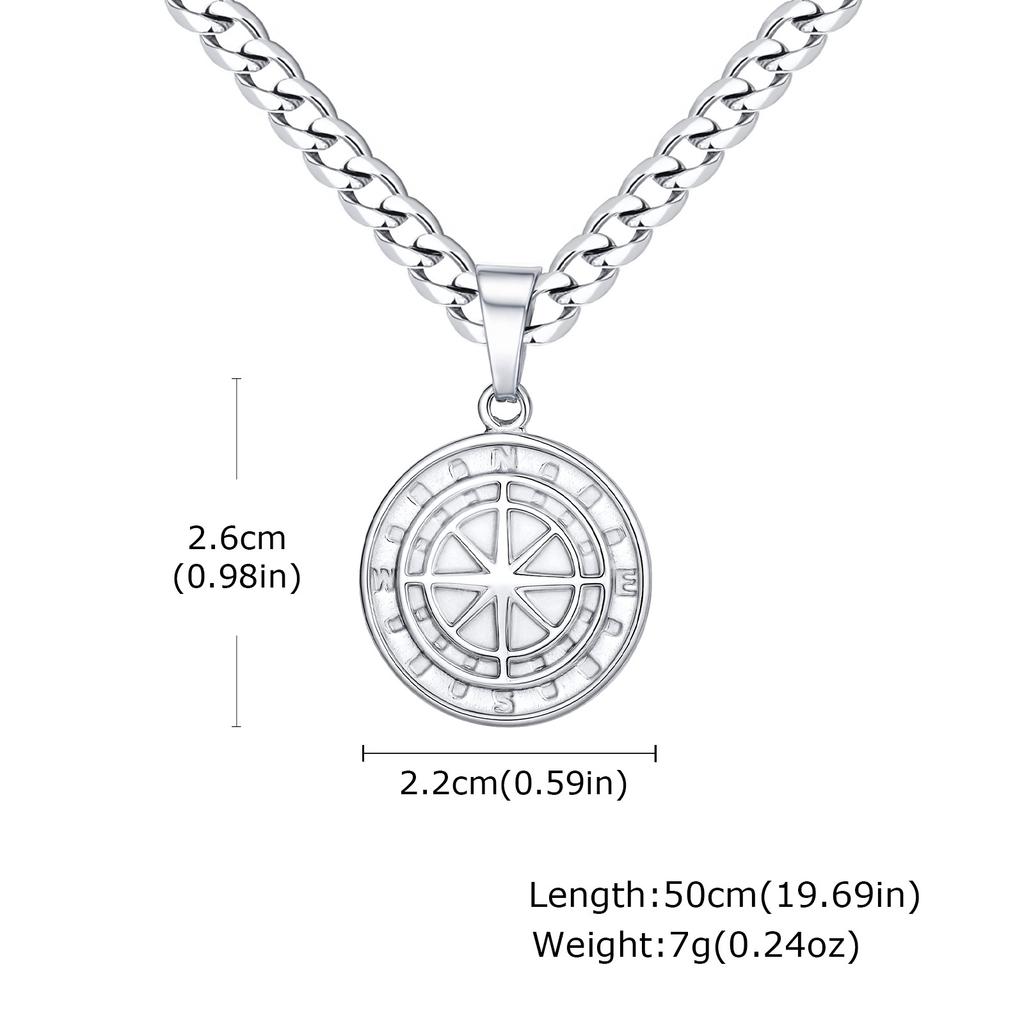 Fashion Jewelry, Stainless Steel Compass Pendant, Coin Compass Men'S Hip Hop Necklace Pn-1527