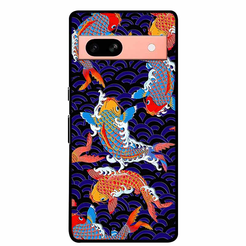 3D Flowers Case For Google Pixel 7a 5G Case Emboss Relief Floral Black Silicone Soft Back Covers For Google Pixel 7a Case Fundas