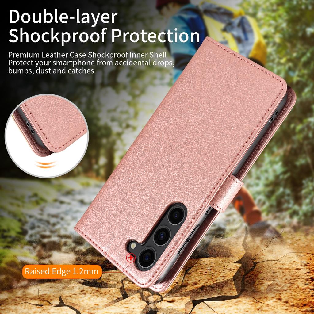 For Samsung Galaxy S23 Leather Case Litchi Texture RFID Blocking Wallet Stand Phone Cover