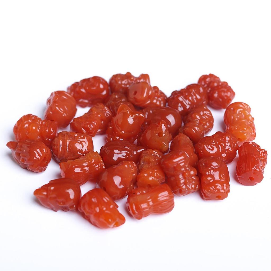 Mahakala Buddhist Beads: South Red Agate, Yellow God of Wealth, Nine-Tailed Fox & Pixiu Rosary Jewelry