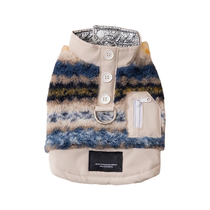 

Easy Wear Striped Fleece Cats Sweater Thermal Insulated Soft Vest For Small Medium Cats M. коричневий