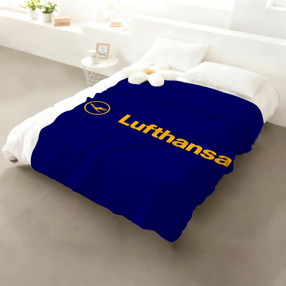 

L-Lufthansa German Airlines Throw Flannel Throw Blanket: Soft Kid-Friendly Warm Anti-Static All Season Washable Couch Bed Home 75x90cm