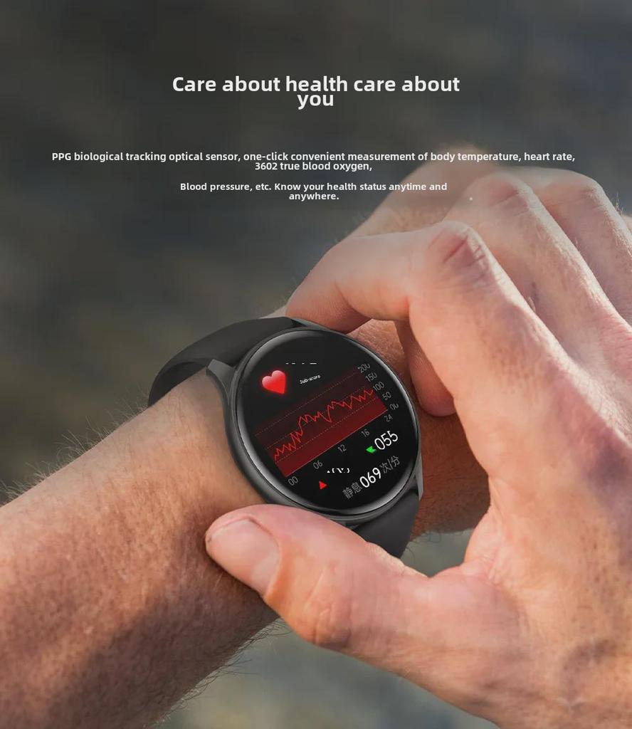 Temu Smartwatch ZW60: Herzfrequenz, Gesundheitsmonitor, Bluetooth-Anruf, runder Bildschirm, Fitnessarmband für Damen