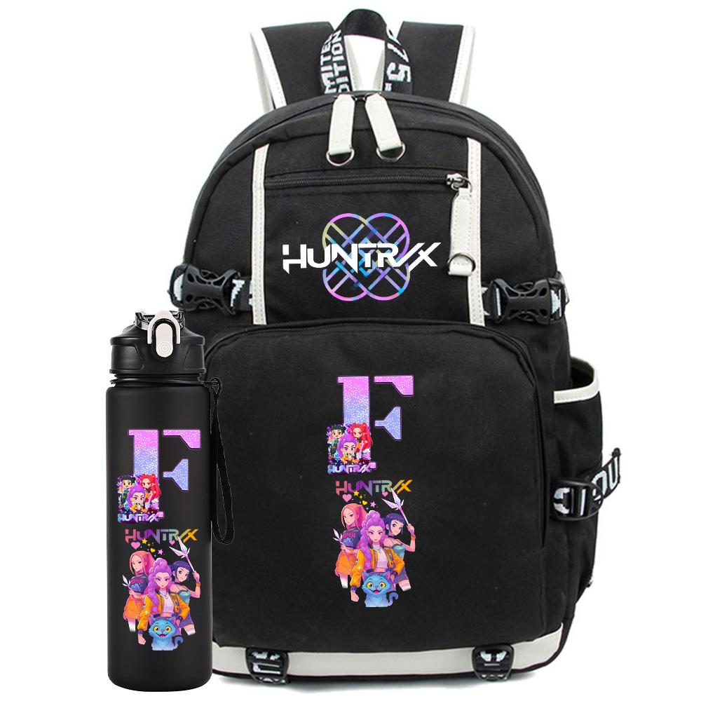 2 ks/sada Kreslený K-Pop batoh s 750ml lahví na vodu Velkokapacitní školní taška na notebook Studentský chlapec dívka Školní taška Cestovní taška