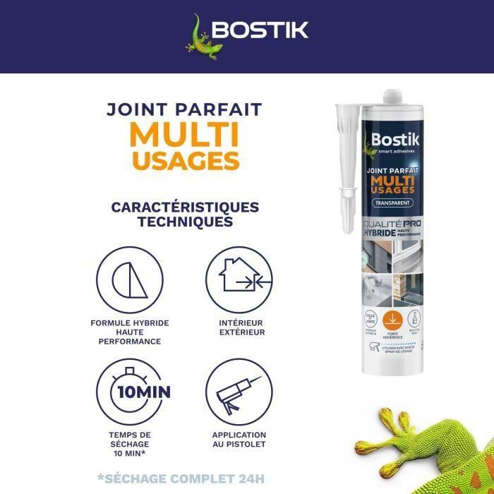 Mastic Étanchéité Joint Parfait Multi-Usages BOSTIK Transparent Forte Adhérence Intérieur et Extérieur - cartouche 280 ml