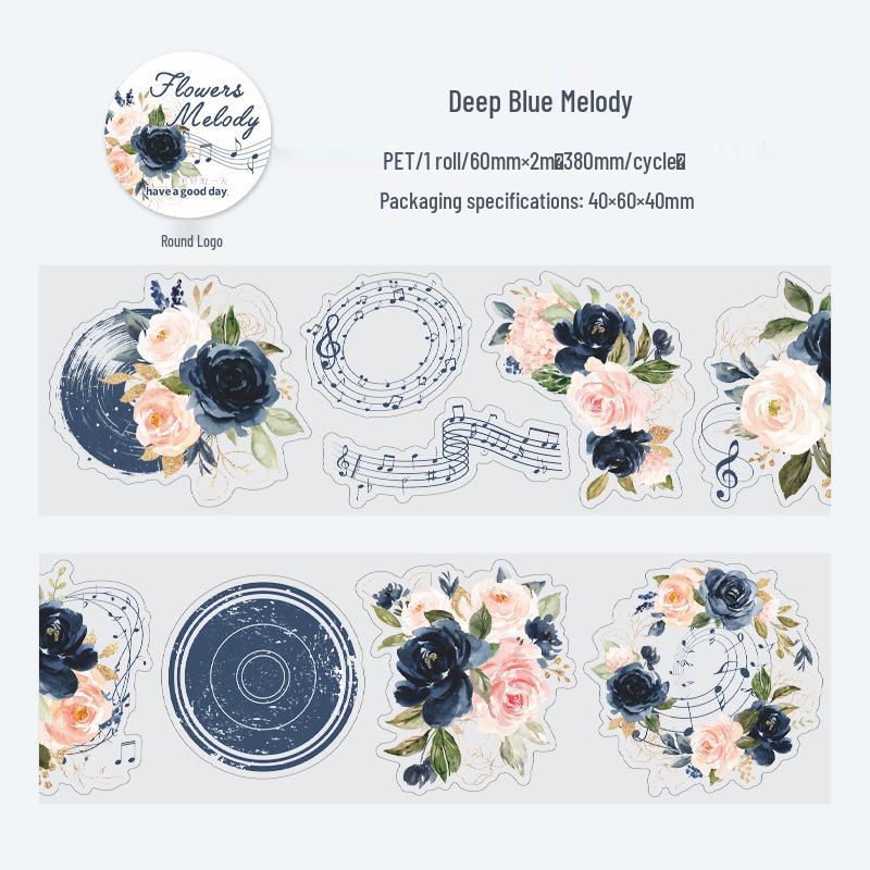 Beautiful Day Flower Melody Die-cut Washi Tape - 4 Designs for Journaling & Decoration