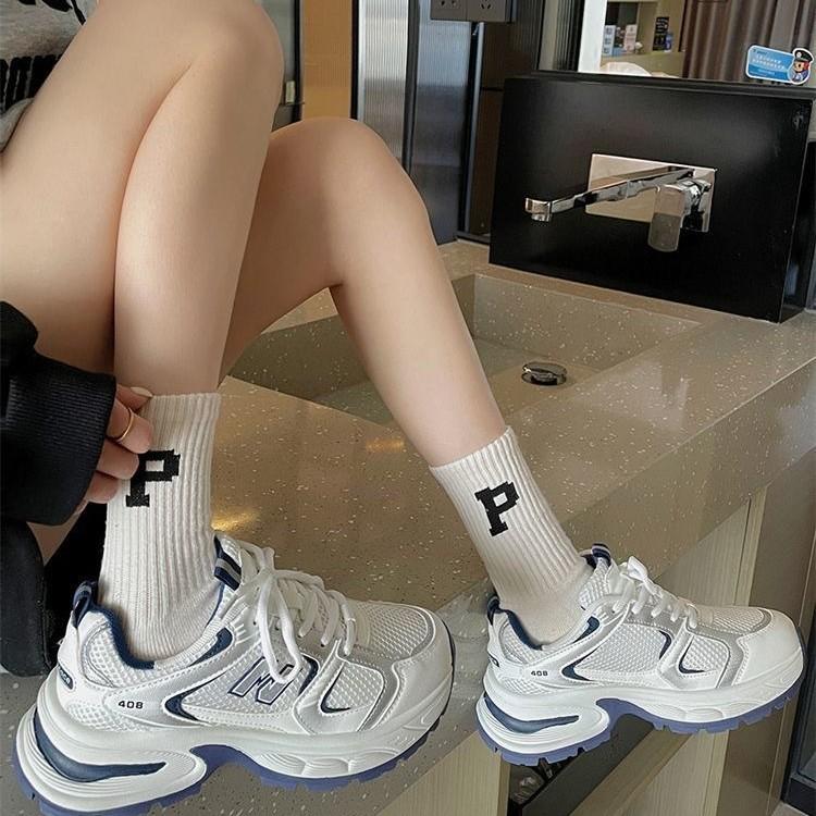 Blue heightening dad shoes women 2025 spring retro fried street thick-soled light and breathable casual sports shoes tide