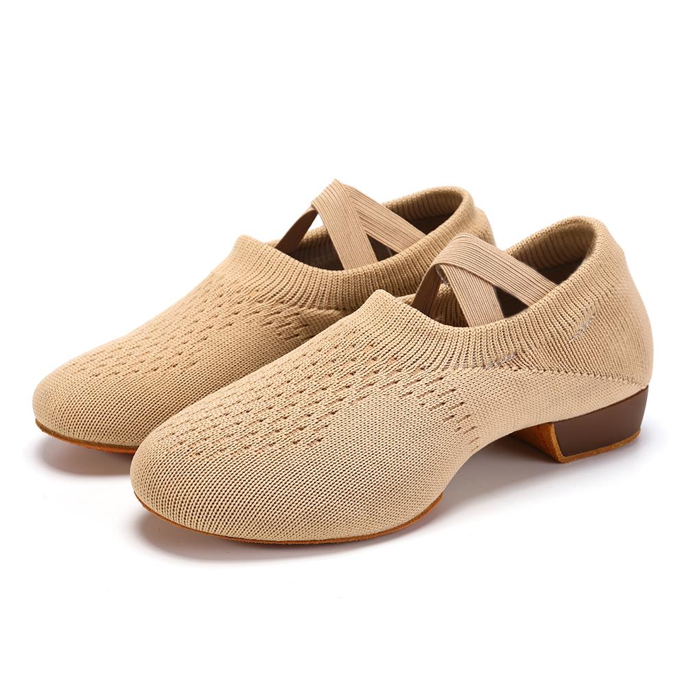Pantofi de dans cu țesătură zburătoare Balet Yoga pentru interior, cu fund plat, pantofi de dans respirabili pentru femei și fete, pantofi de dans pentru formarea profesorilor