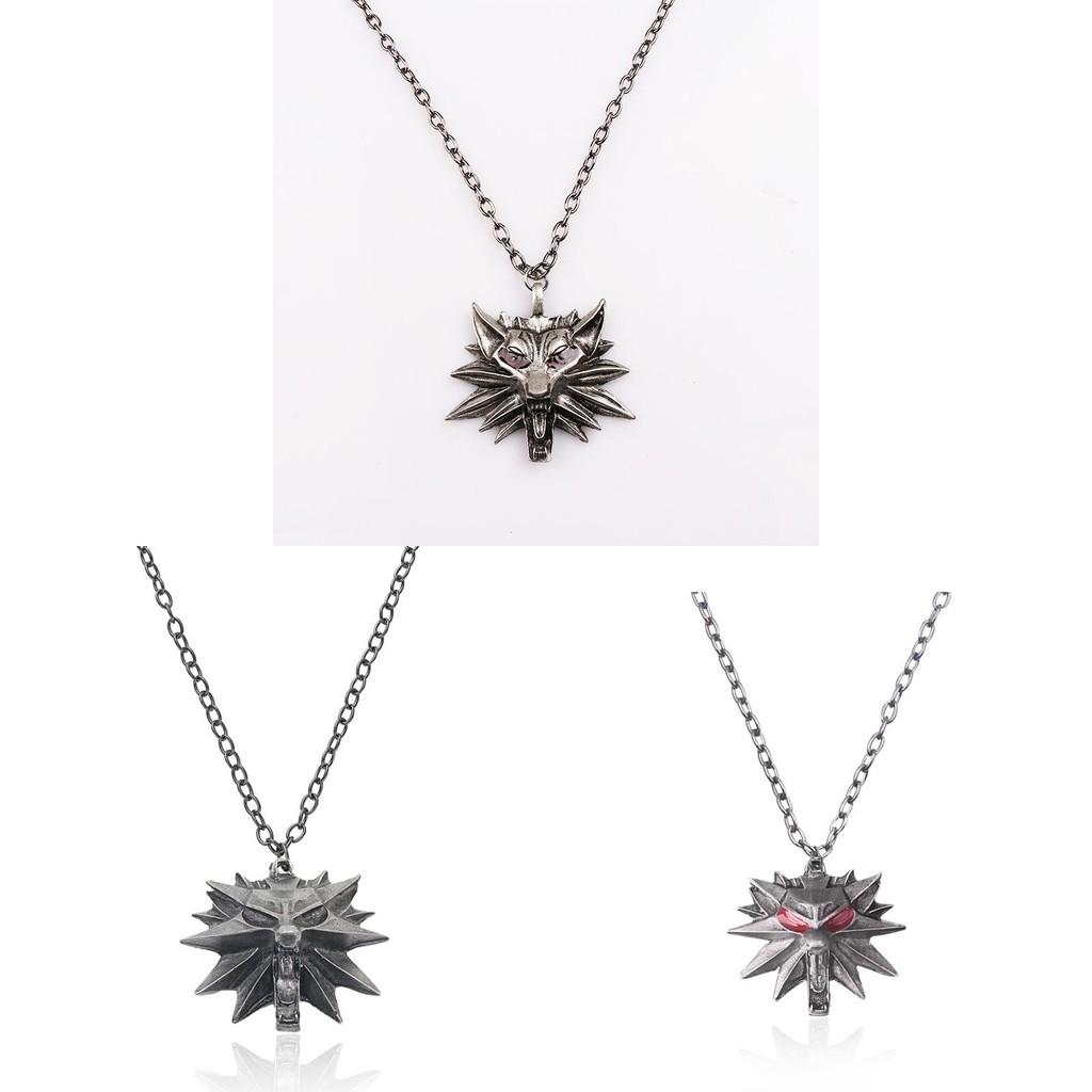 Medicine Man Metal Redeyed Wolf Pendant Necklace For Men With Animal Design And Gothic Style