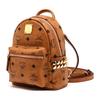 MCM Stark Classic Double-Sided Studded Coated Canvas And Leather Trim Backpack Mini Unisex backpack Brown Cognac MMKAAVE13CO001