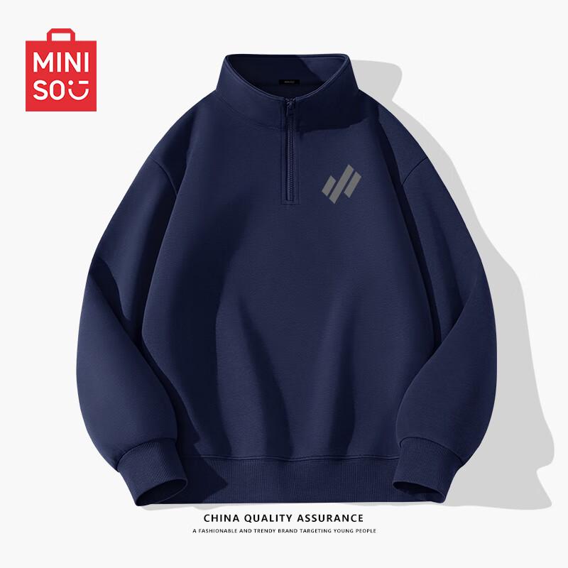 MINISO Men's Stand-Collar Heavyweight Pullover Sweatshirt