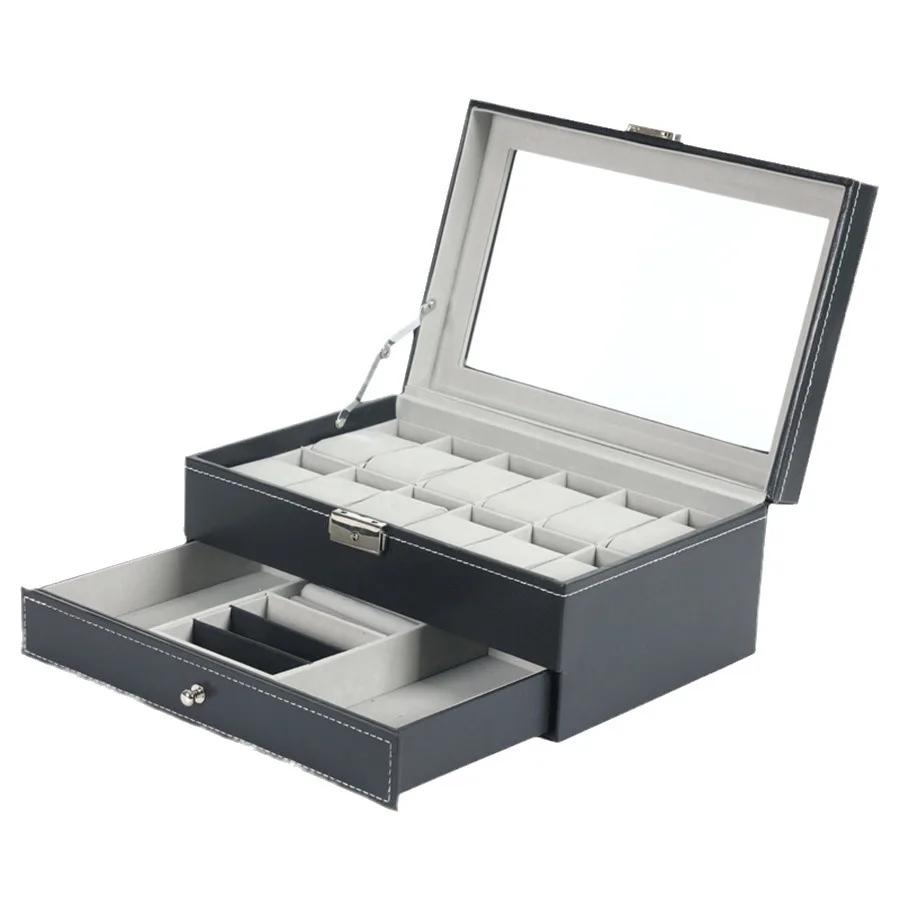 Watch Box Watch Case with Drawer Portable Men Women PU Leather Jewelry Organizer Watch Organizer for Rings Earrings Bracelets