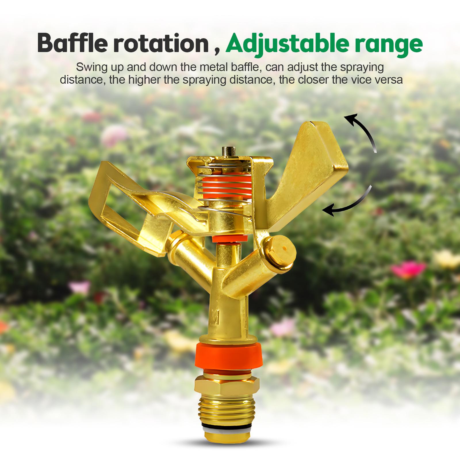 

1/2 Inch Sprinkler - Distance 360 Degree Rotation Zinc Alloy Lawn Sprinkler with Nozzles Watering Sprinkler for Grass Patio Garden I