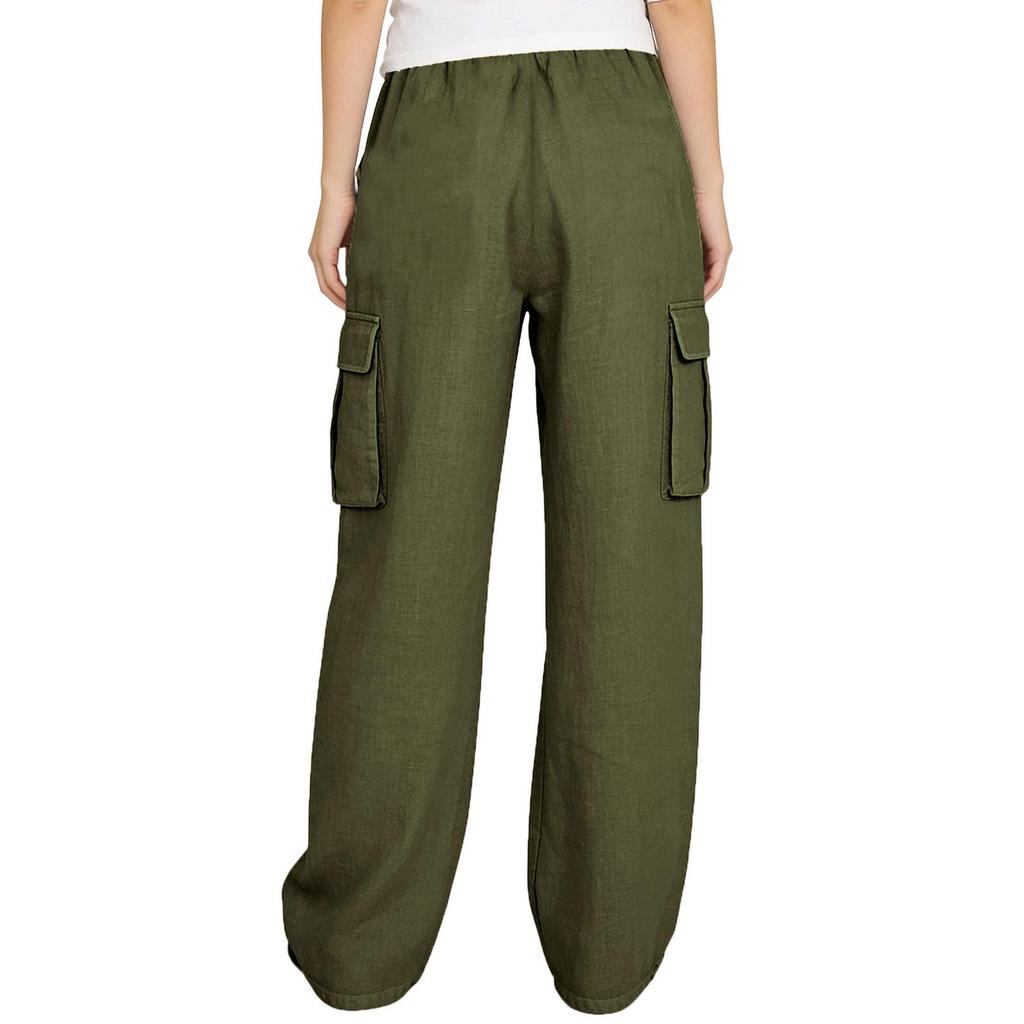 Pantaloni Casual da Donna a Gamba Dritta con Vestibilità Larga, Tasche, Coulisse in Vita e Design Rilassato