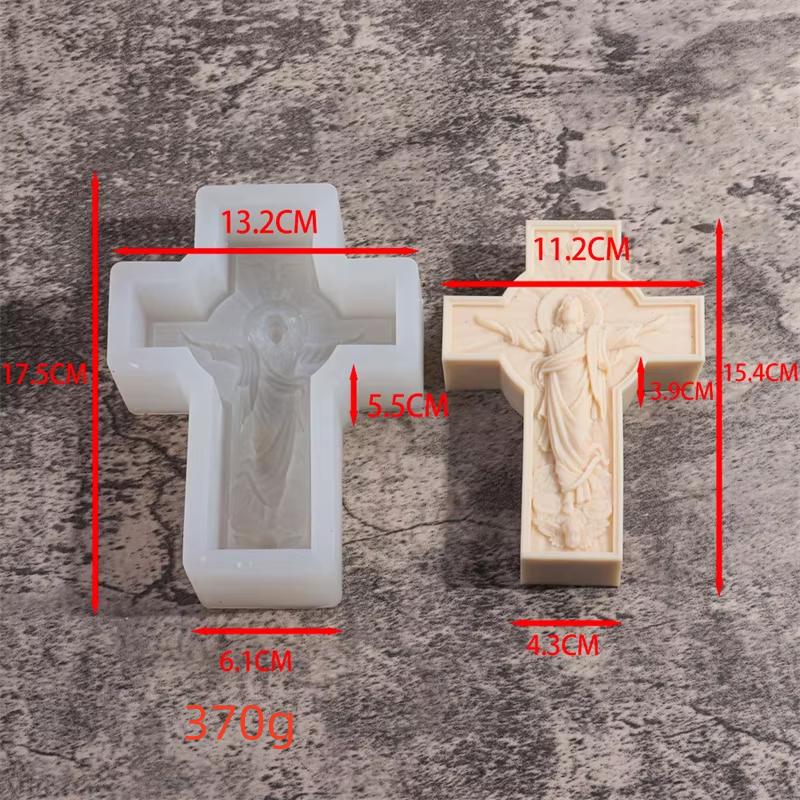 DIY Large Cross Candle Silicone Mold Handmade Jesus Madonna Relief Aromatherapy Resin Gypsum Mold Religious Decoration Gift