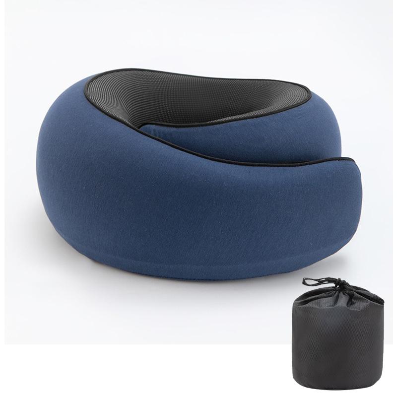 

Portable U-shaped Travel Pillow Neck Support Memory Foam Snail Style Travel Pillow Adjustable Soft Noon Break Pillow темно-синього кольору