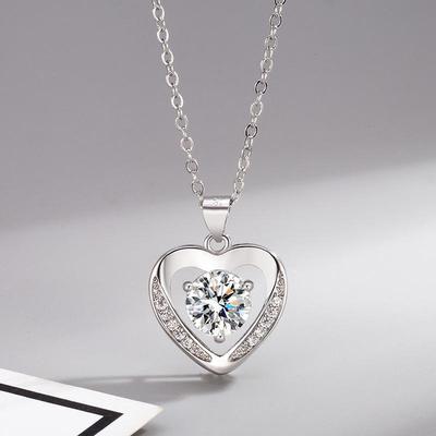 Heart Pendant Rhinestone Necklace - Stylish European & American Fashion for Women