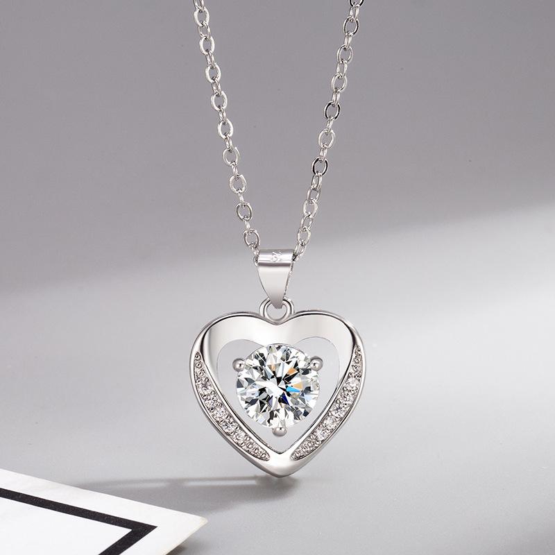 

Heart Pendant Rhinestone Necklace - Stylish European & American Fashion for Women