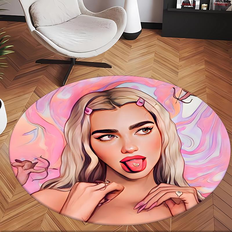 Dua Lipa (1) Alfombra Redonda de Oficina Alfombra Decorativa de Piso para Oficina Dormitorio Sala de Estar y Espacio del Hogar