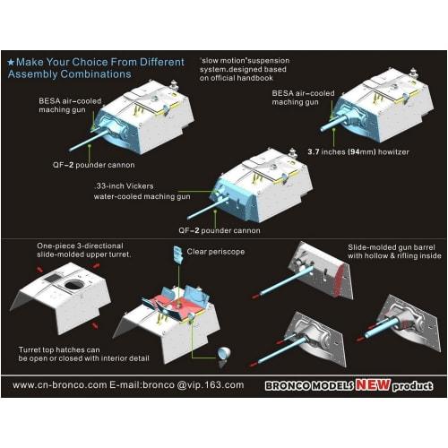 Bronco Model 1/35 British Mark II Cruiser Tank (A10) 3-Type Plastic Model Kit CB35150