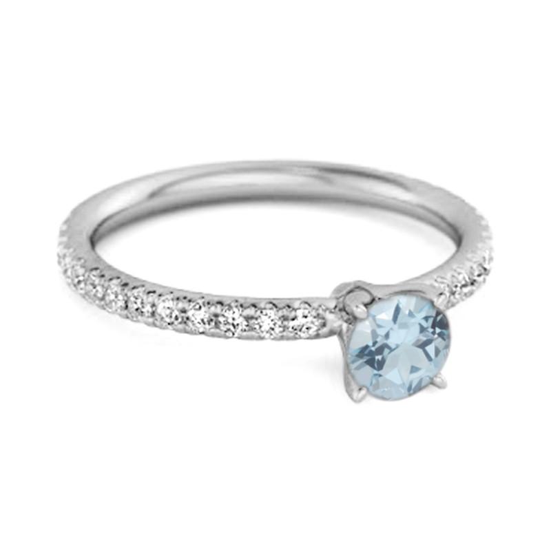 Blue Topaz Round Soliatire Ring – 925 Sterling Silver
