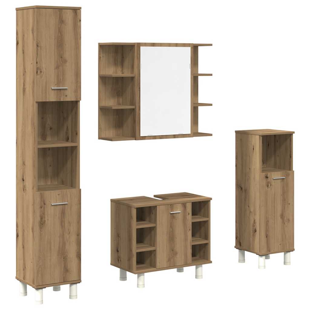 4 Piece Bathroom Furniture Set Artisan Oak Wood Based Material