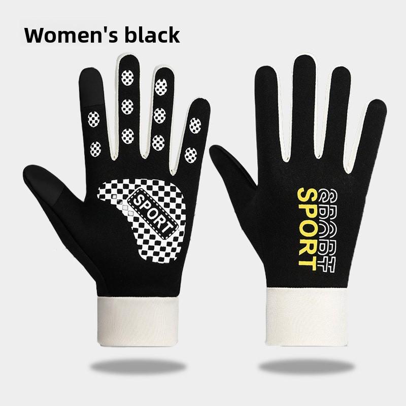 Girls Fleece Lined Lightweight Running Gloves For Spring Outdoor Activities Black Female