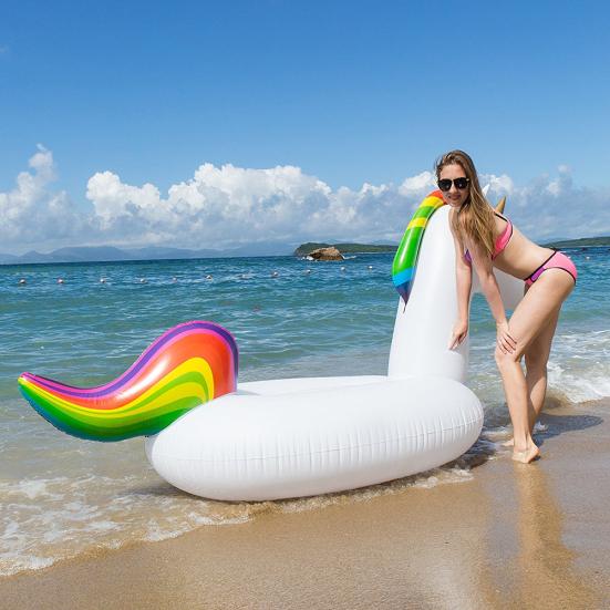 Inflatable Rainbow Water Float Ride-on Swimming Pool Lounger Beach Raft