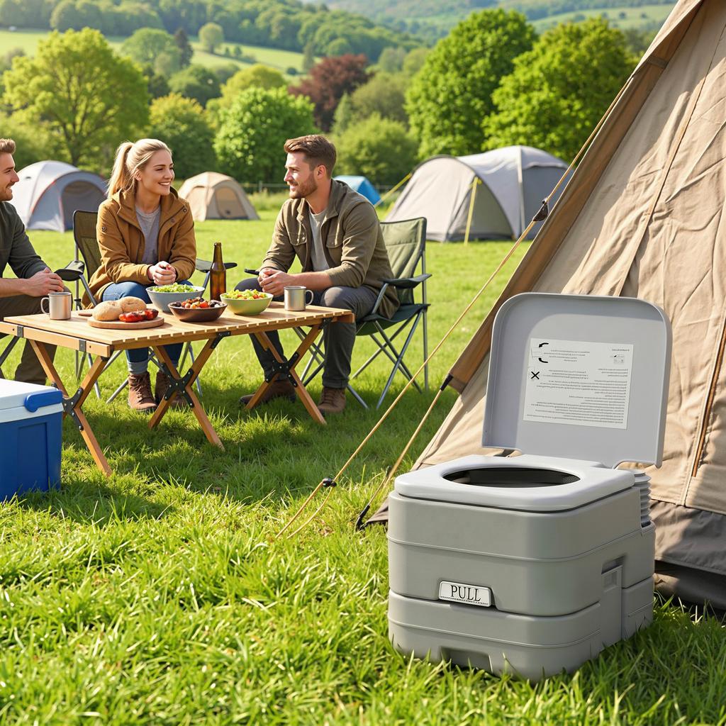 10L Plastic Portable Toilet - Grey