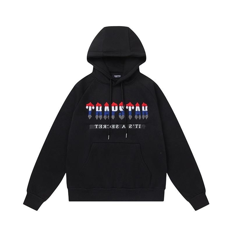 Foreign trade new rainbow color matching letter embroidery velvet loose hooded sweater casual trousers set men and women the same style