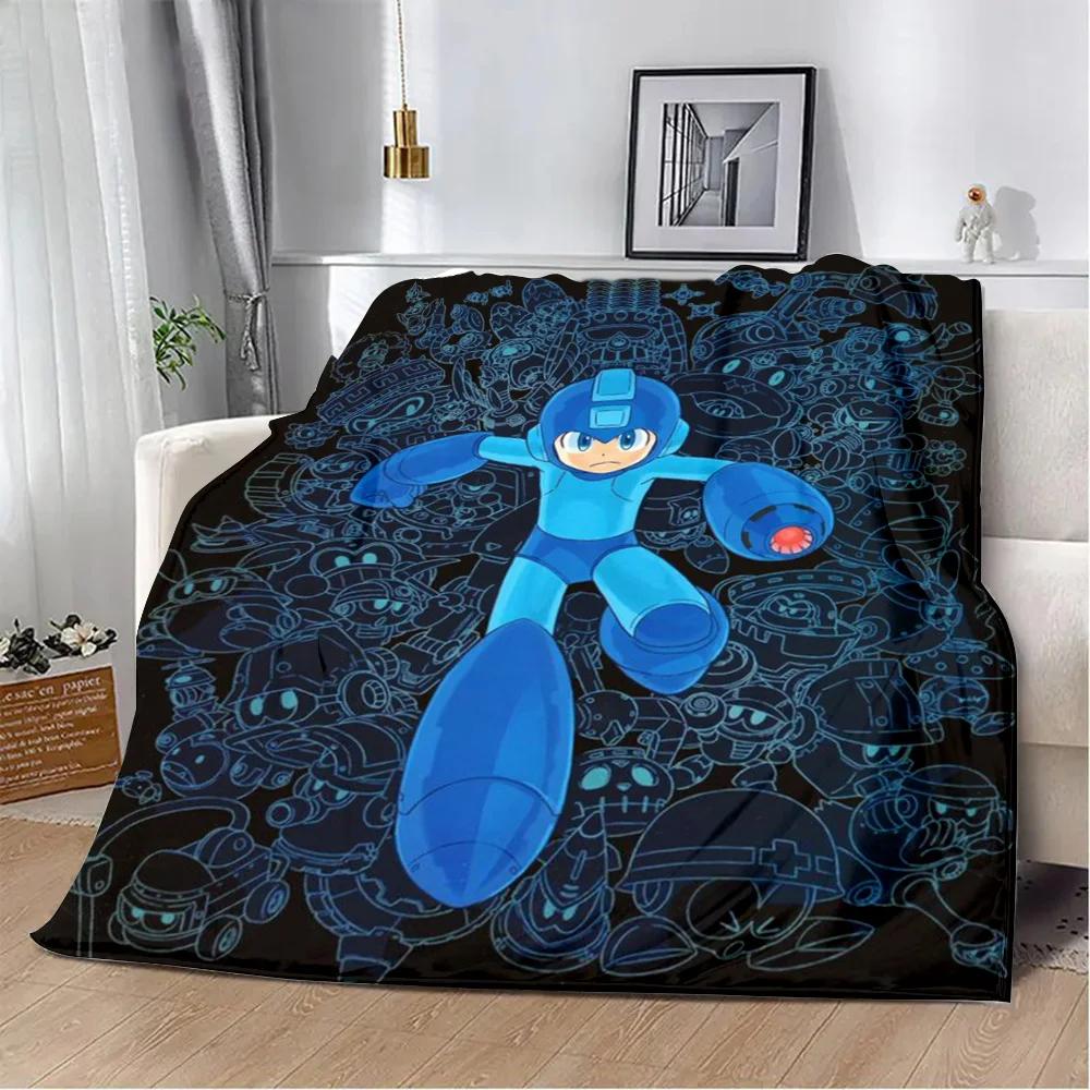 Cartoon Rockman Game Megaman Printed Blanket Picnic Blankets Warm Blanket Soft and Comfortable Blanket Home Travel Birthday Gift