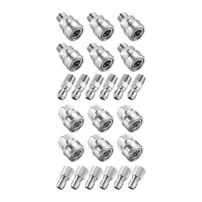 12Pcs 3/8 Inch Quick Disconnect Fittings Stainless Steel High Pressure Washer Connectors For Garden And Car Cleaning